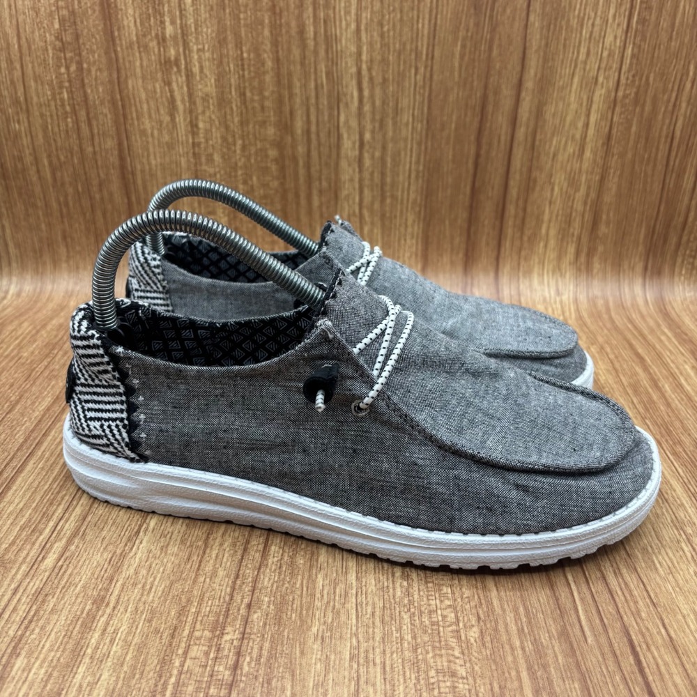 Hey Dude Wendy Chambray Onyx Grey Loafers Womens Size 9 Slip‎ On Shoes 121414203
